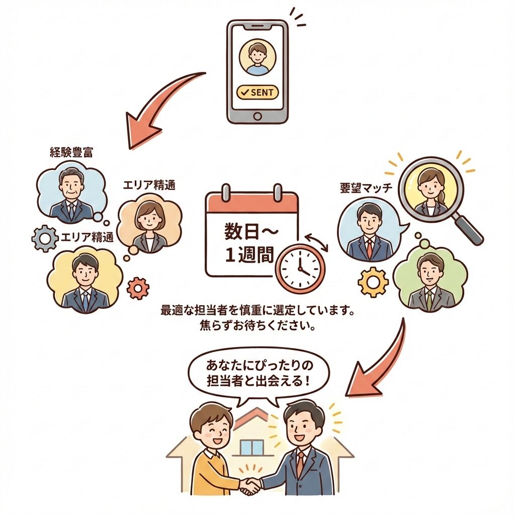 担当者の紹介には数日~1週間程度かかる
