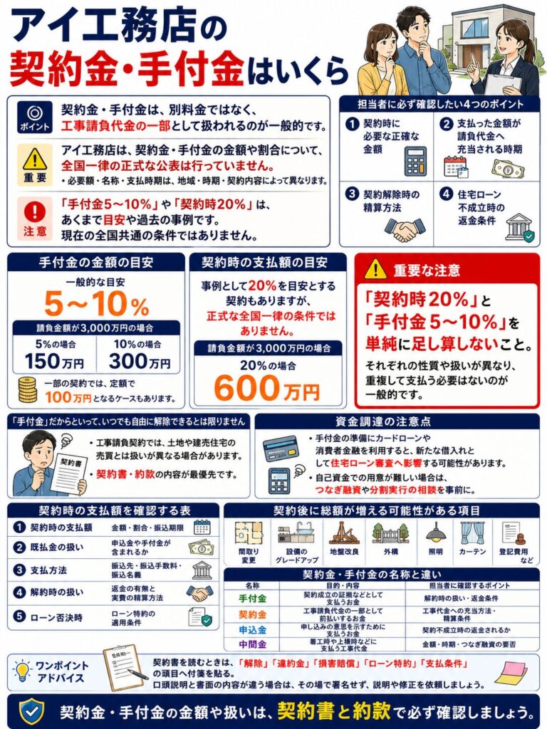 アイ工務店の契約金・手付金はいくら