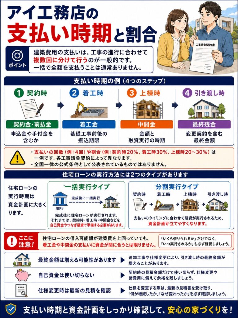 アイ工務店の支払い時期と割合