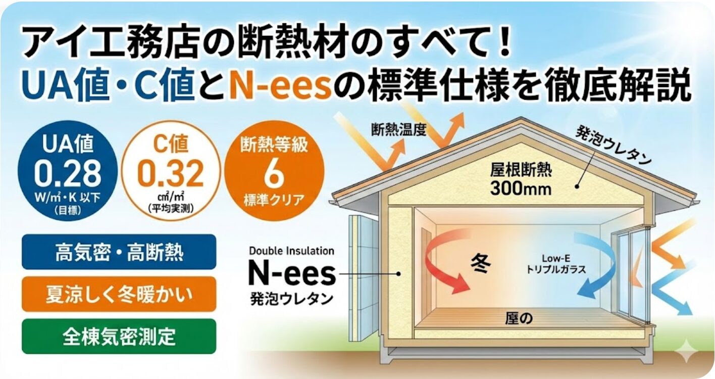 アイ工務店の断熱材のすべて！UA値・C値とN-eesの標準仕様を徹底解説