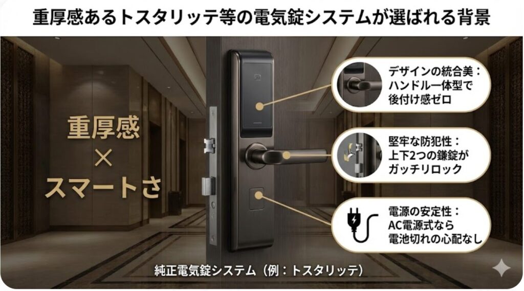 重厚感あるトスタリッテ等の電気錠システムが選ばれる背景