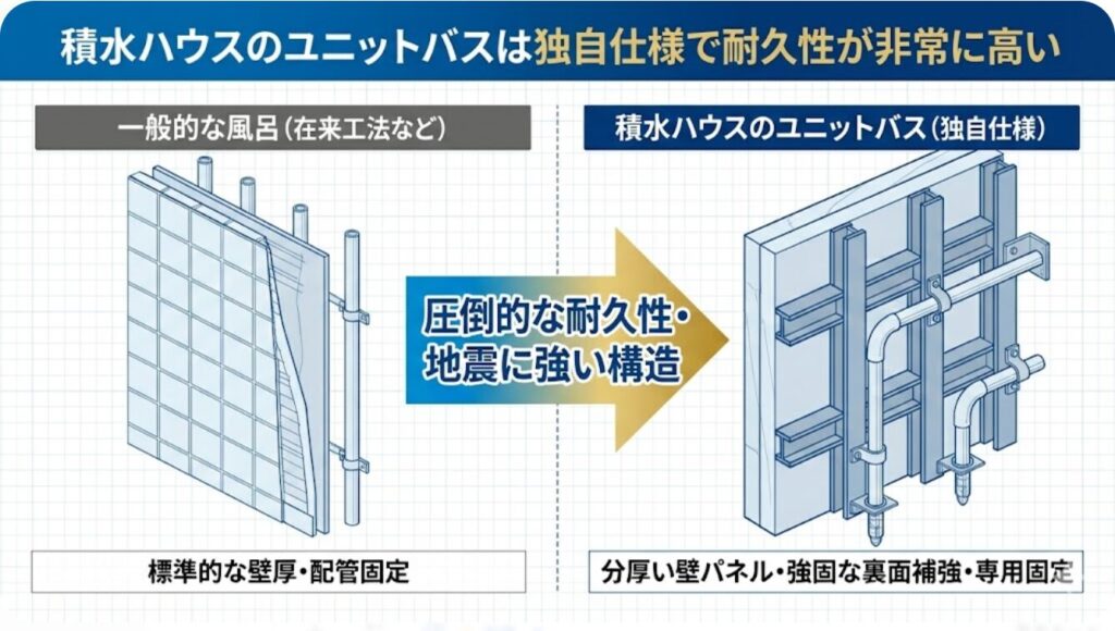 積水ハウスのユニットバスは独自仕様で耐久性が非常に高い