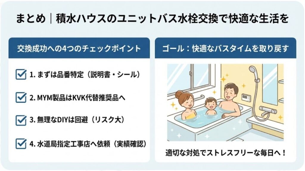 まとめ｜積水ハウスのユニットバス水栓交換で快適な生活を