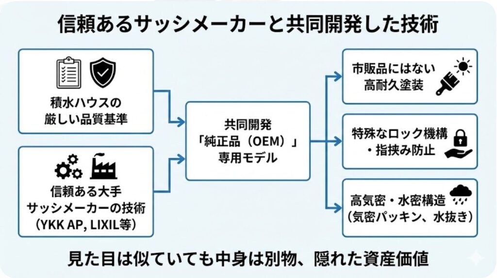 信頼あるサッシメーカーと共同開発した技術