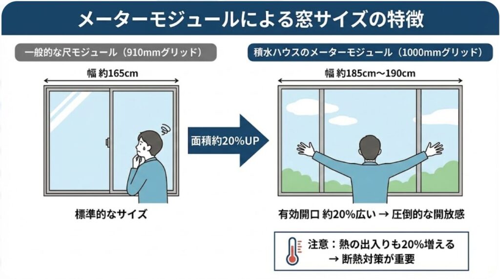 メーターモジュールによる窓サイズの特徴