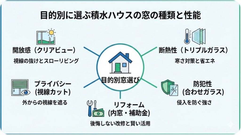 目的別に選ぶ積水ハウスの窓の種類と性能