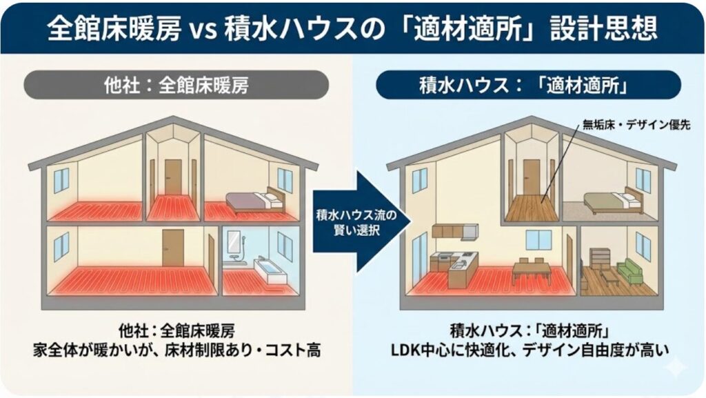 全館床暖房との違いから見る積水ハウスの快適な設計思想