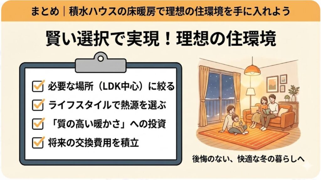 まとめ｜積水ハウスの床暖房で理想の住環境を手に入れよう