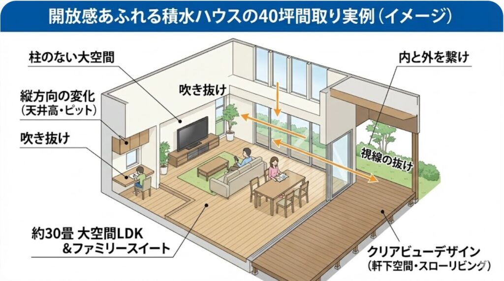 開放感あふれる積水ハウスの40坪間取り実例を紹介