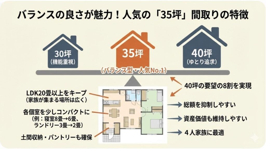 バランスの良さが魅力となる35坪間取り実例の特徴