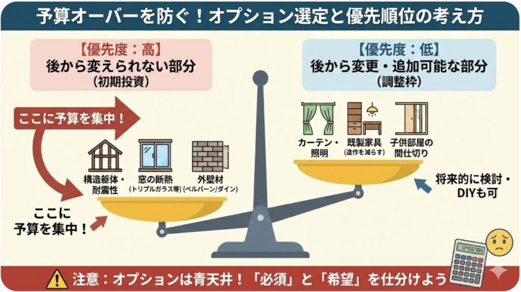 予算オーバーを防ぐためのオプション選定と優先順位