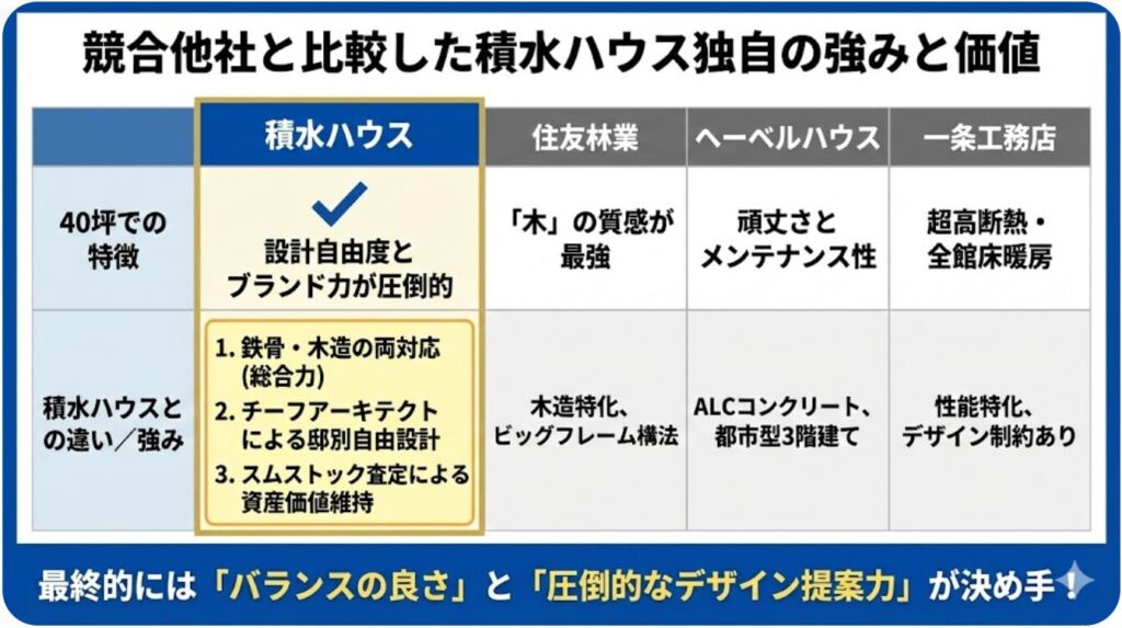 競合他社と比較した際の積水ハウス独自の強みと価値