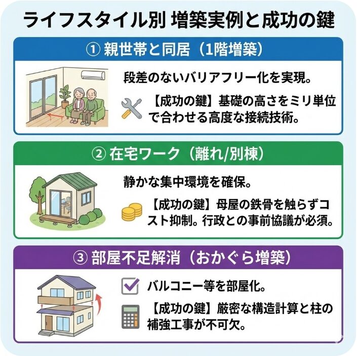 ライフスタイルに合わせた増築の実例と成功のポイント