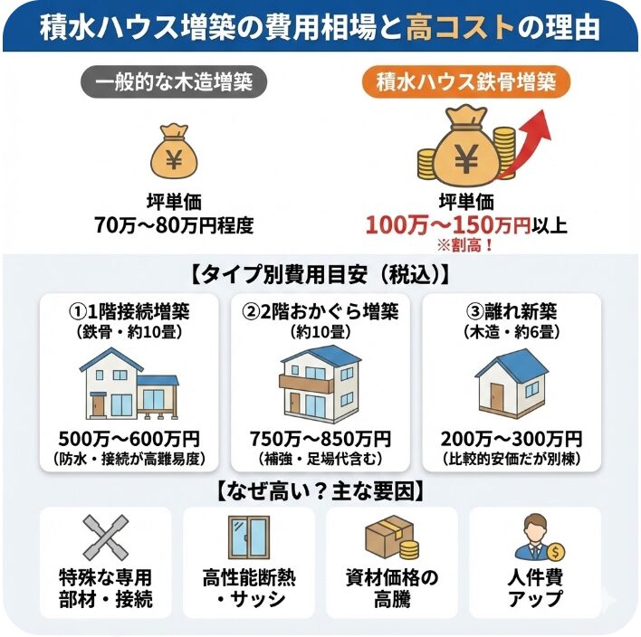 構造や規模で変わる積水ハウスの増築の費用と相場