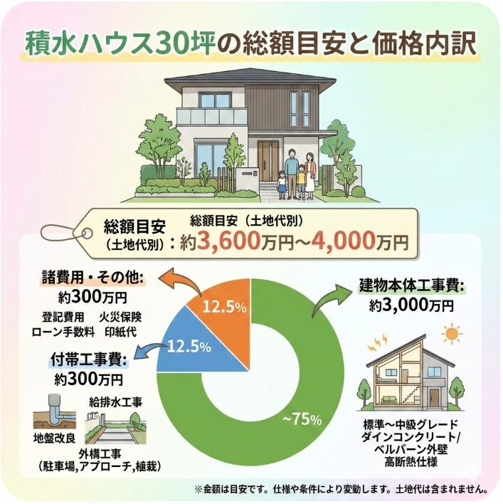 積水ハウスで建てる30坪の総額目安と価格の内訳