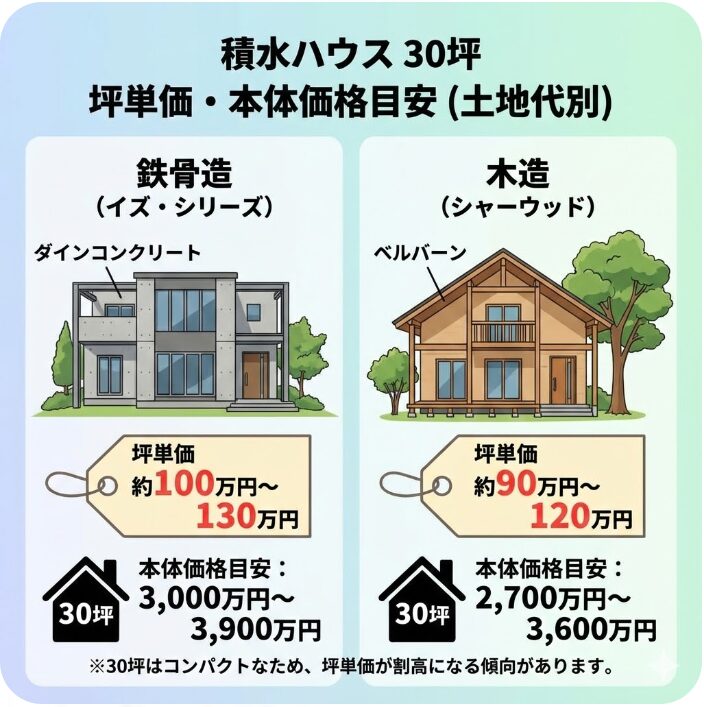 積水ハウスの価格表から見る30坪の坪単価目安