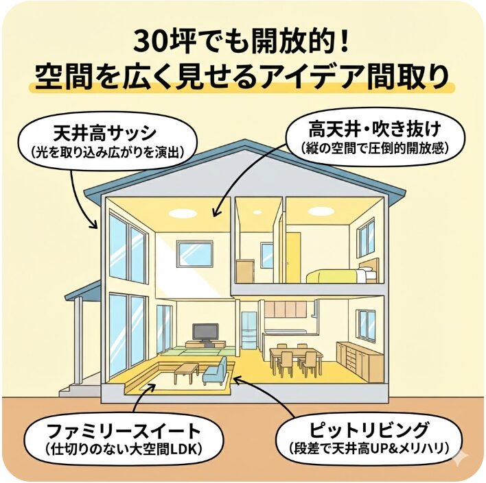 30坪の2階建て間取りで実現する開放的な空間アイデア
