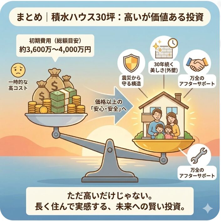 まとめ|積水ハウス30坪の総額は高いが価値ある投資