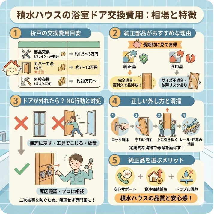 積水ハウスの浴室ドア交換費用の相場と特徴