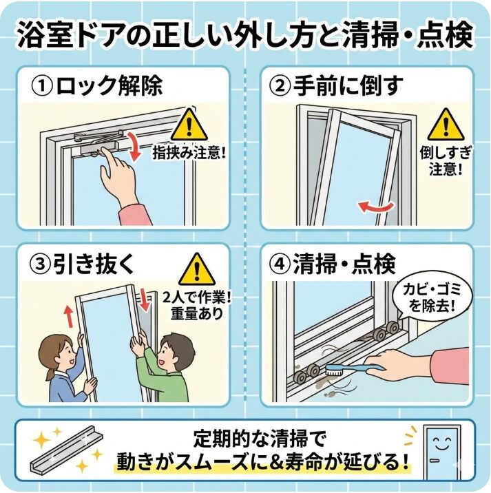 浴室ドアの外し方を理解して清掃や点検を行う