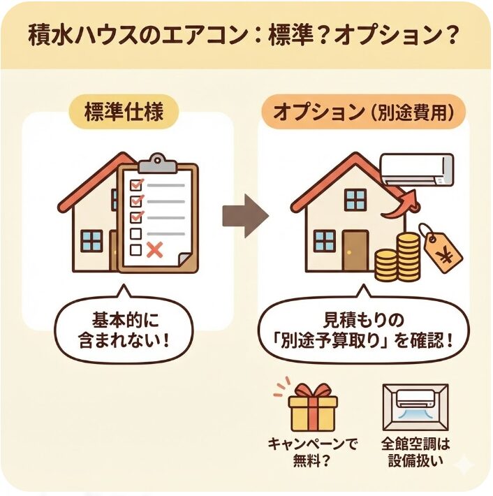 積水ハウスの新築でエアコンは標準装備に含まれるか
