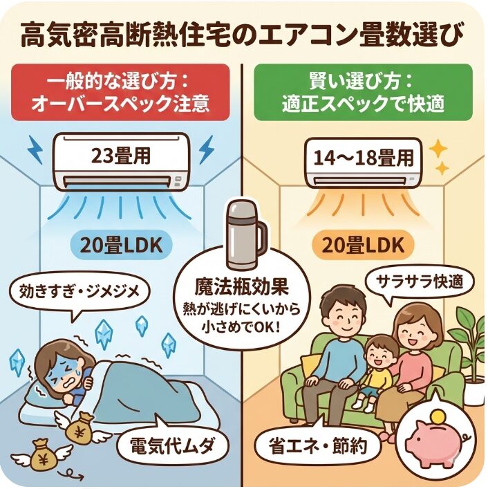 高気密高断熱な住宅に適したエアコン畳数の選び方
