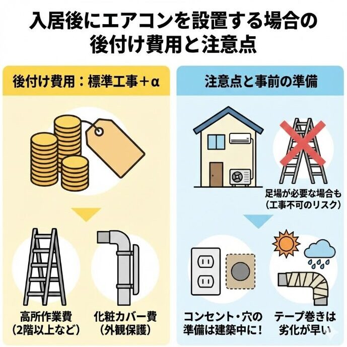 入居後にエアコンを設置する場合の後付け費用と注意点