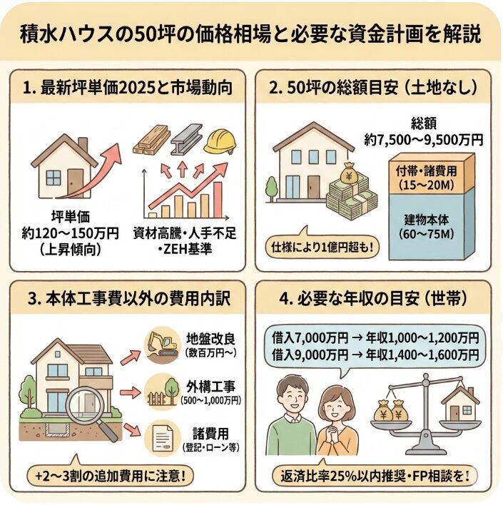 積水ハウスの50坪の価格相場と必要な資金計画を解説