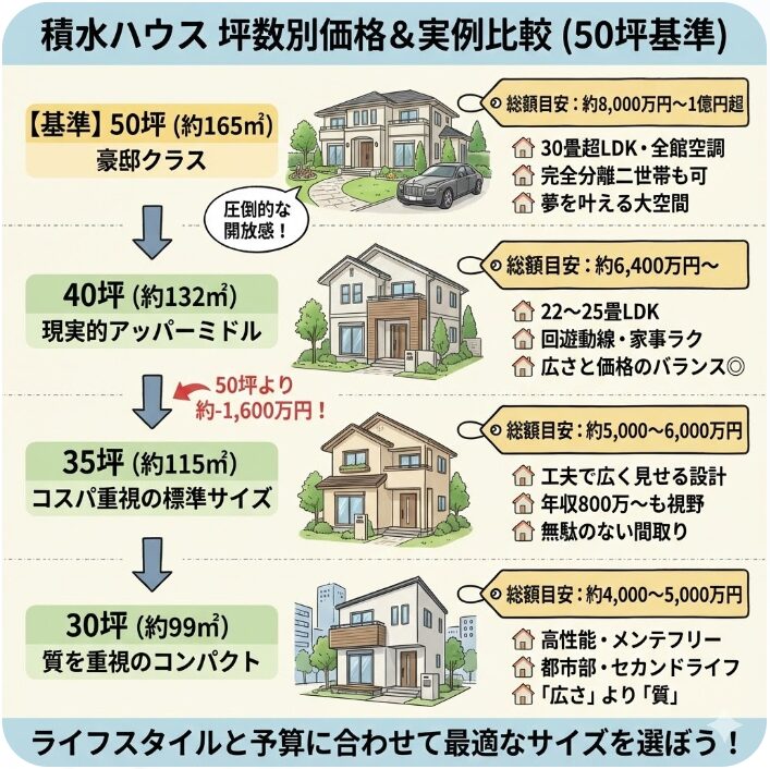 積水ハウスの50坪の価格と比較する坪数別の実例紹介