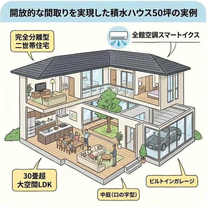 開放的な間取りを実現した積水ハウス50坪の実例