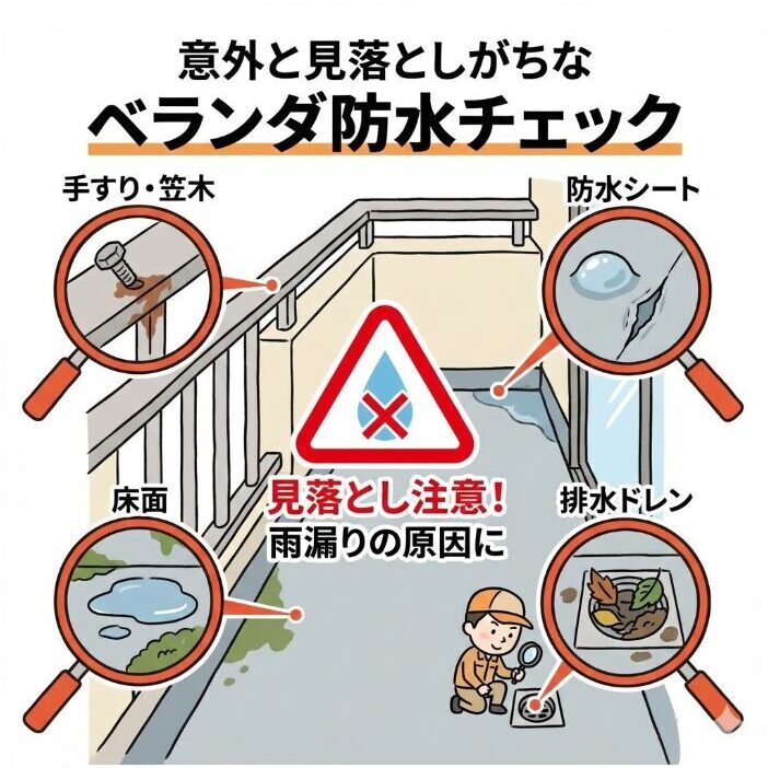意外と見落としがちな10年点検でのベランダ防水チェック