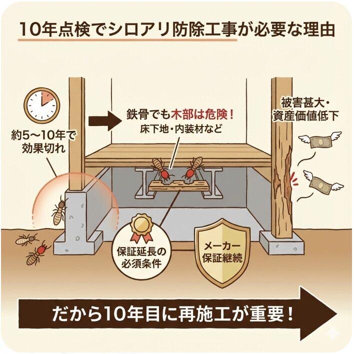 10年点検でシロアリ防除工事が必要とされる重要な理由