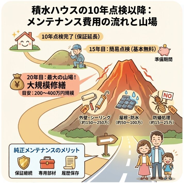 積水ハウスの10年点検以降に訪れるメンテナンス費用目安