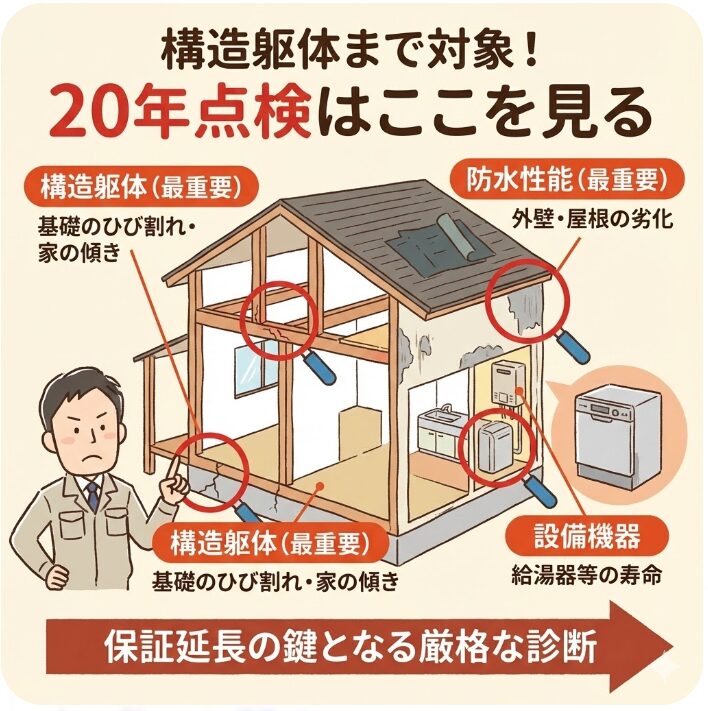 構造躯体まで対象となる20年点検はどこを見るのか
