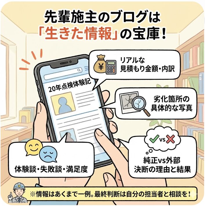 実際の事例を知るには20年点検のブログ記事も参考になる