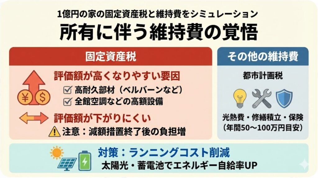 1億円の家の固定資産税と維持費をシミュレーション