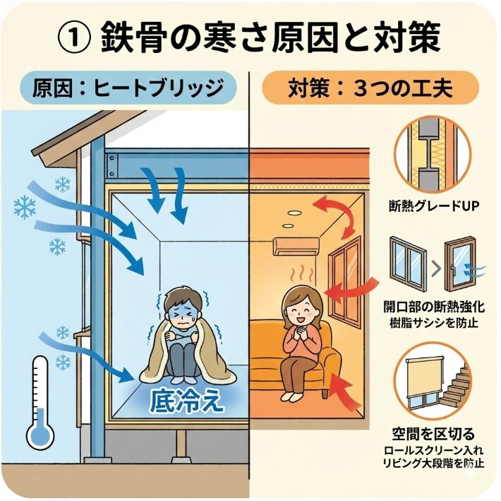 冬場に鉄骨住宅で後悔する寒さの原因と快適に過ごす工夫