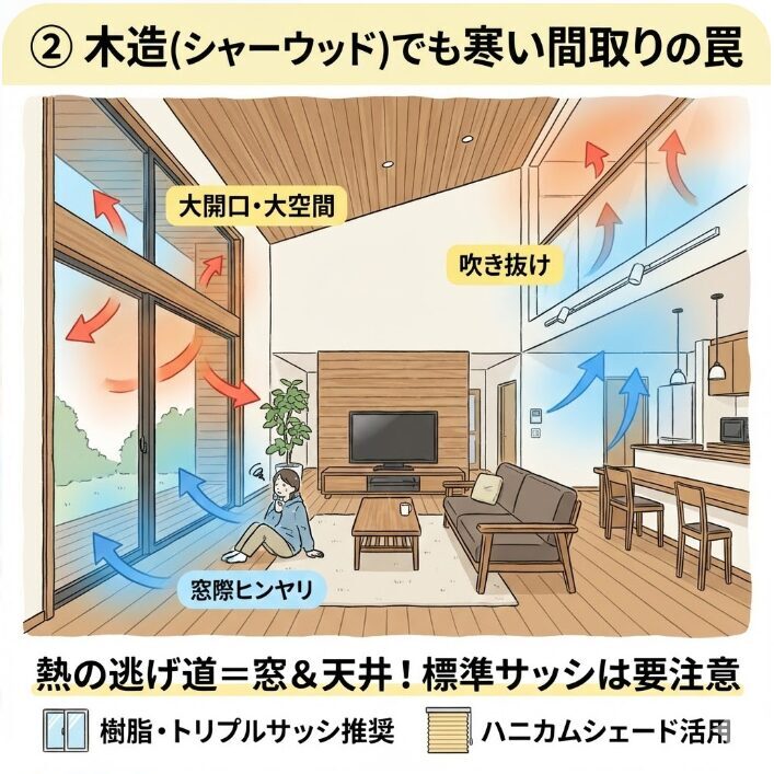 木造でも寒いシャーウッドになってしまう間取りの特徴は
