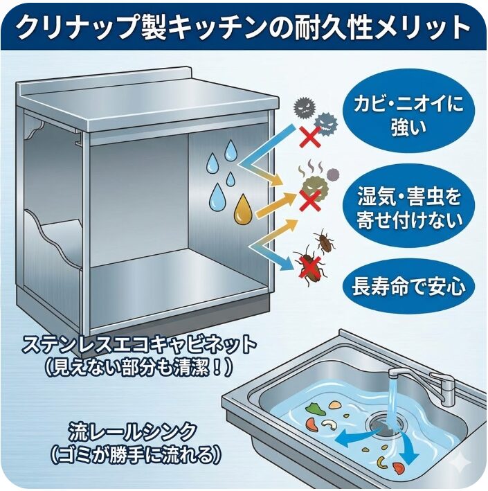 耐久性が高いクリナップ製キッチンを選ぶメリット