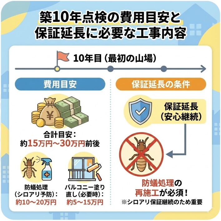 築10年点検の費用目安と保証延長に必要な工事内容