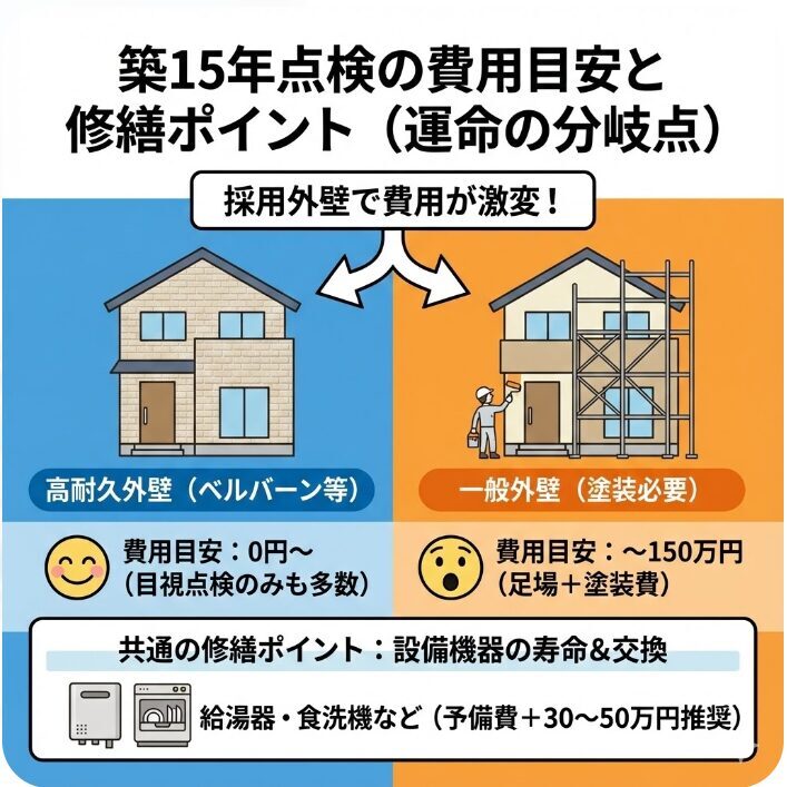 築15年点検の費用目安と修繕が必要になるポイント
