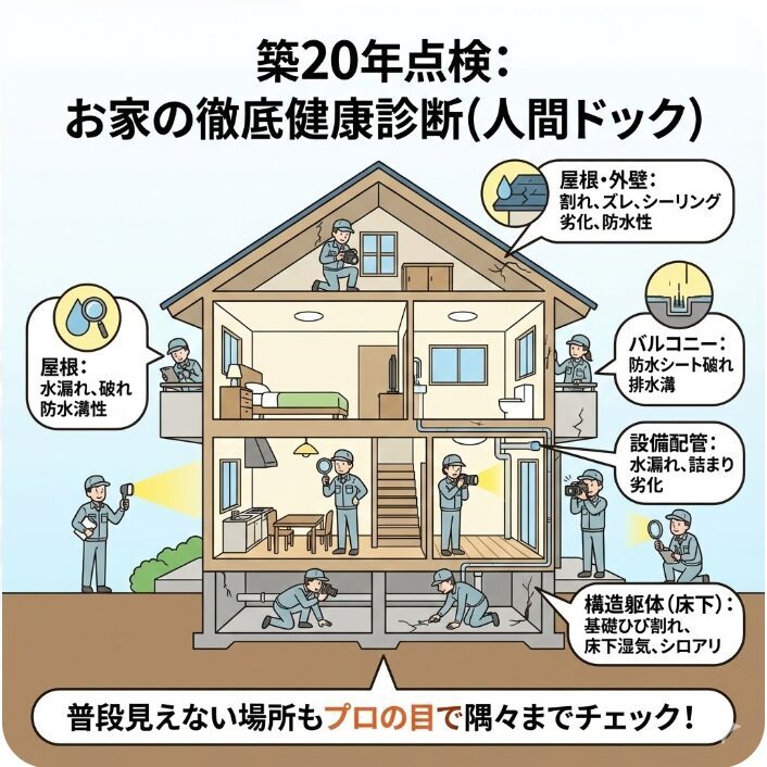 築20年点検ではどこを見るのか詳細なチェック項目