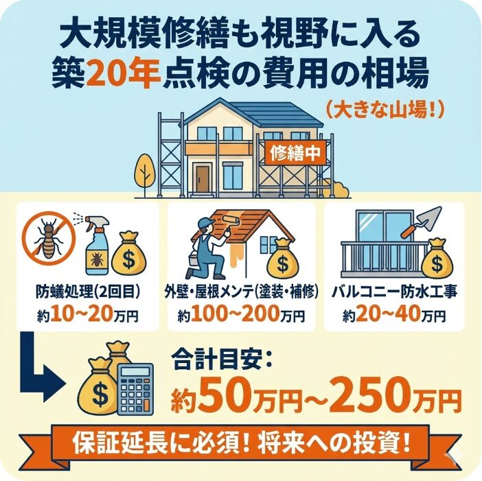 大規模修繕も視野に入る築20年点検の費用の相場