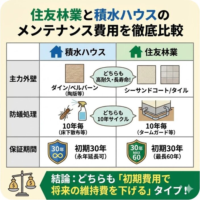 住友林業と積水ハウスのメンテナンス費用を徹底比較