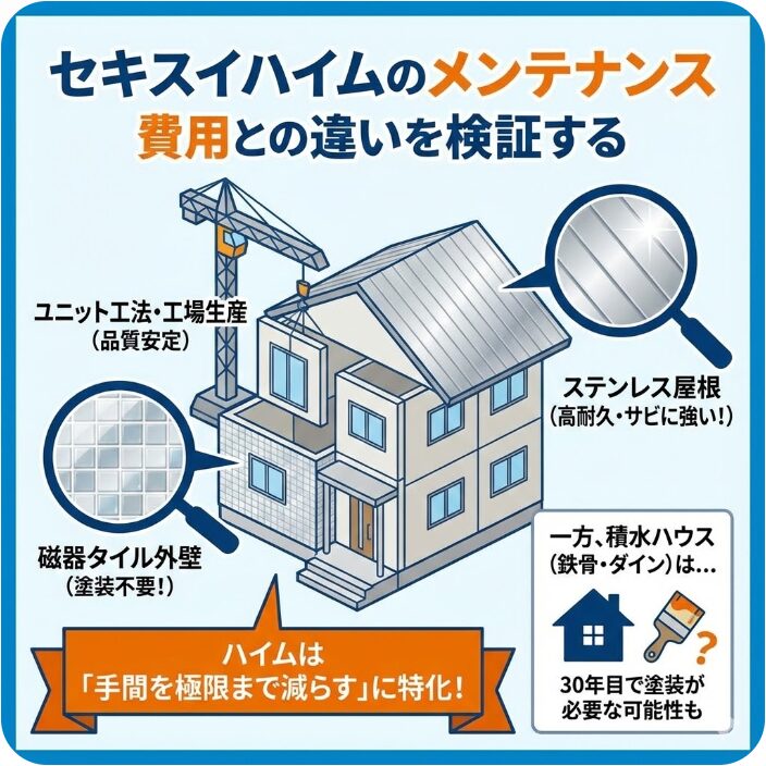 セキスイハイムのメンテナンス費用との違いを検証する