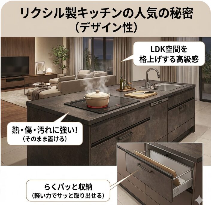 デザイン性が高いリクシル製キッチンの人気の秘密