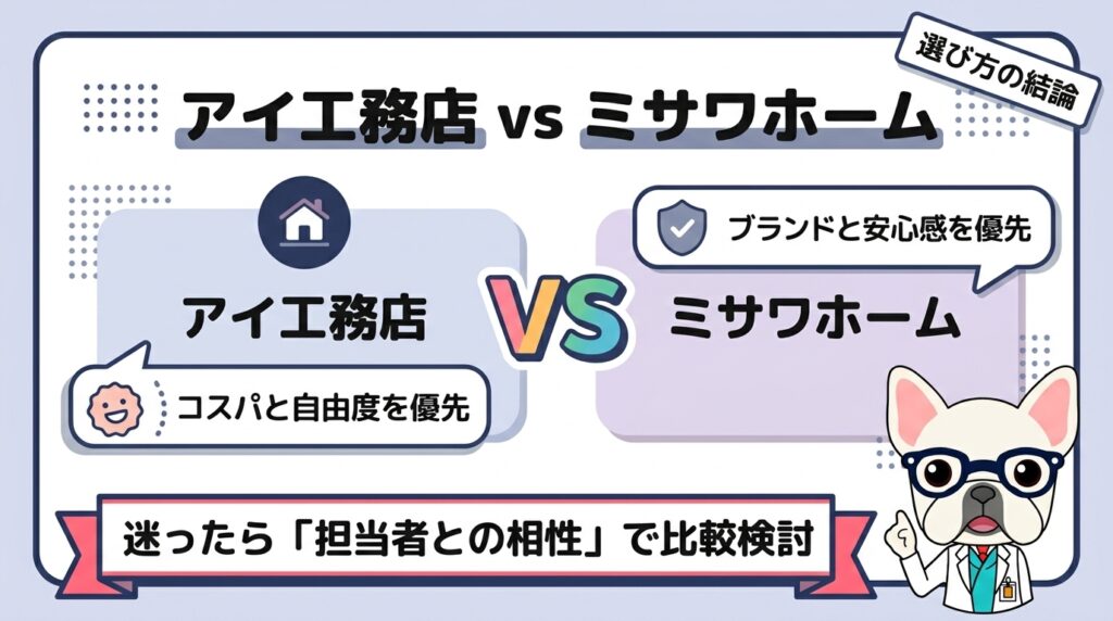 結論｜アイ工務店とミサワホームはどっちがおすすめ？