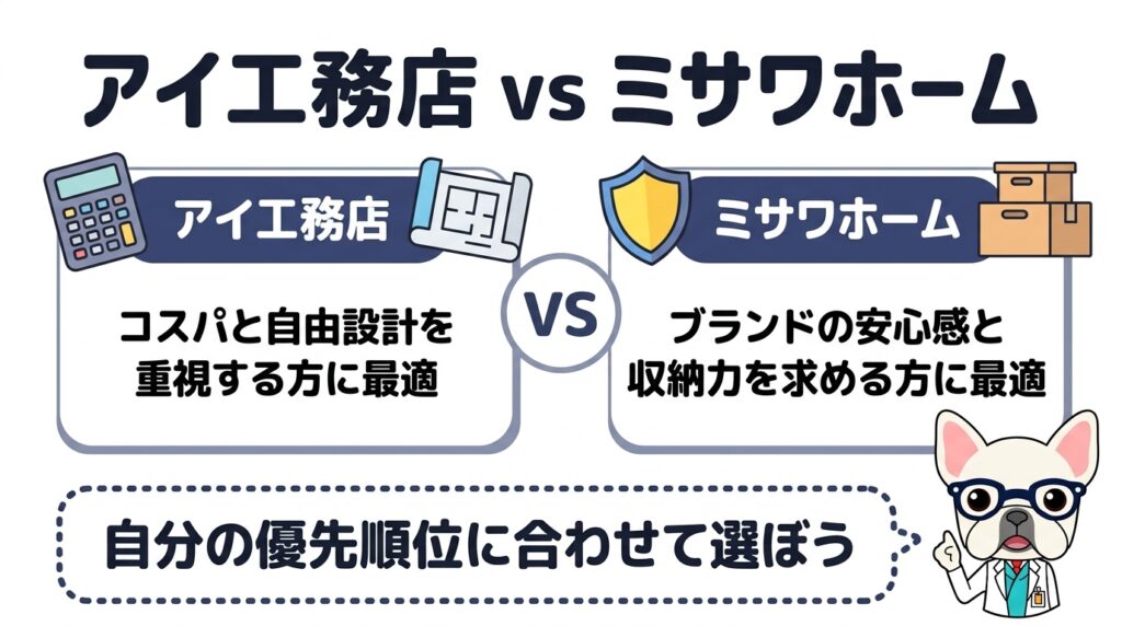 まとめ｜アイ工務店とミサワホーム比較のポイント