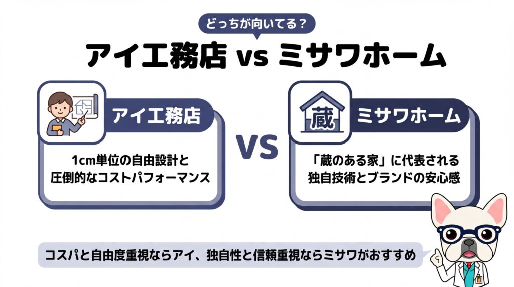 アイ工務店とミサワホームの違いを徹底比較