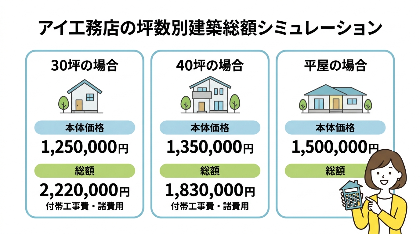 アイ工務店の坪数別建築総額シミュレーション